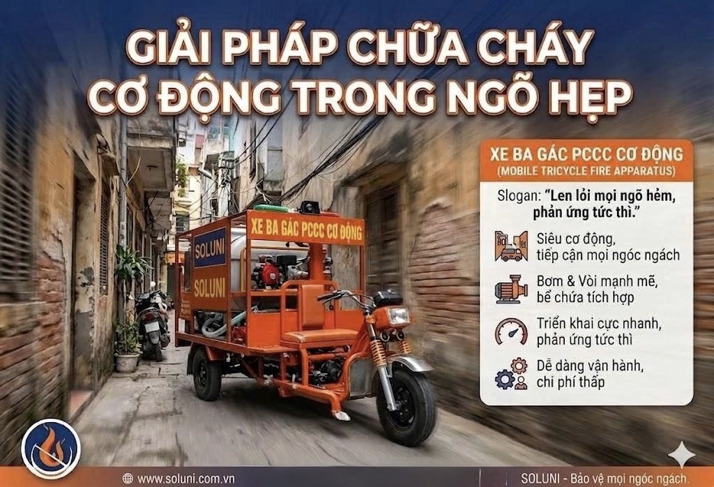 Xe ba gác PCCC cơ động SOLUNI cho ngõ hẹp